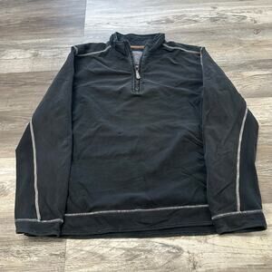 Tommy Bahama Island Modern Fit Black Mens XL 1/4‎ Zip Pullover Stretch Sweater